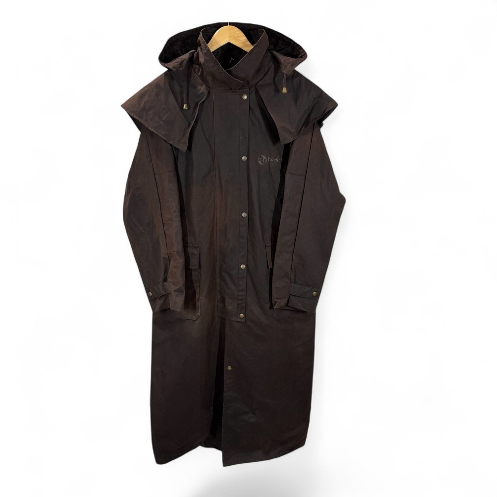 Vintage RM Williams Droughtbreaker Oilskin Equestrian Coat XL Brown Hooded AU